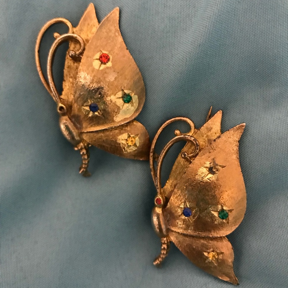 Vintage pair of butterfly brooches